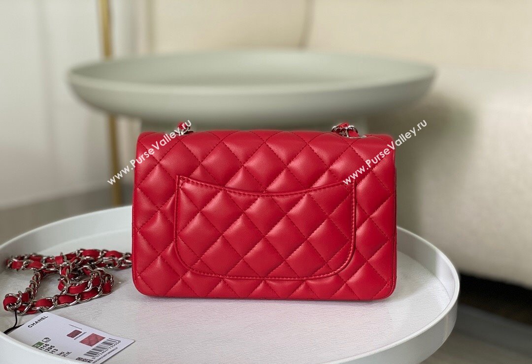 Chanel Lambskin Classic Mini Flap Bag A69900 Red/Silver 2023 (sm-2312260136)