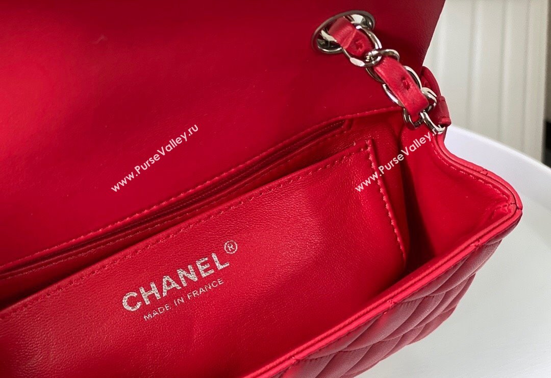 Chanel Lambskin Classic Mini Flap Bag A69900 Red/Silver 2023 (sm-2312260136)