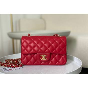 Chanel Lambskin Classic Mini Flap Bag A69900 Red/Gold 2023 (sm-2312260137)