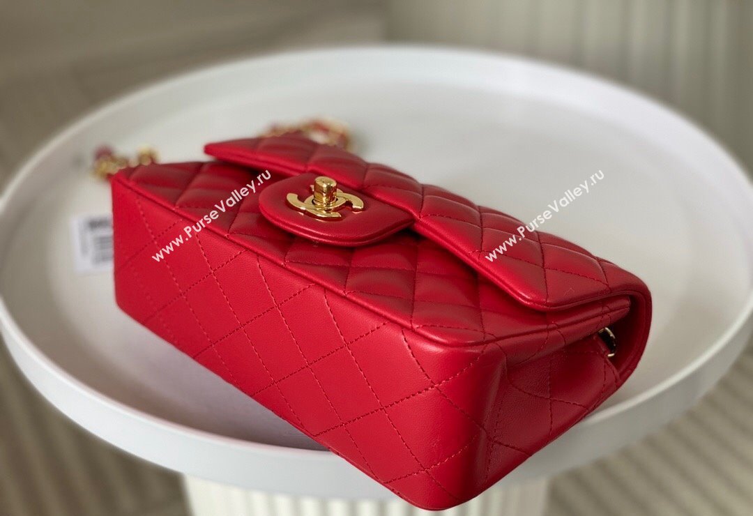 Chanel Lambskin Classic Mini Flap Bag A69900 Red/Gold 2023 (sm-2312260137)