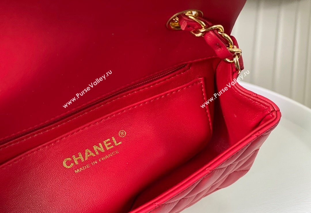 Chanel Lambskin Classic Mini Flap Bag A69900 Red/Gold 2023 (sm-2312260137)