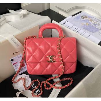 Chanel Shiny Calfskin Small Flap Bag with Top handle AS4543 Pink 2023 (yezi-231226063)