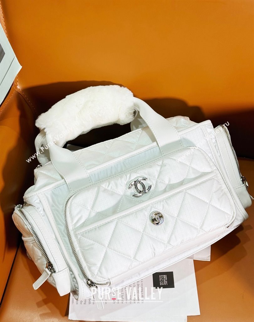 Chanel Coco Neige Nylon Large Bowling Bag AS4364 White 2024 (yezi-240116008)