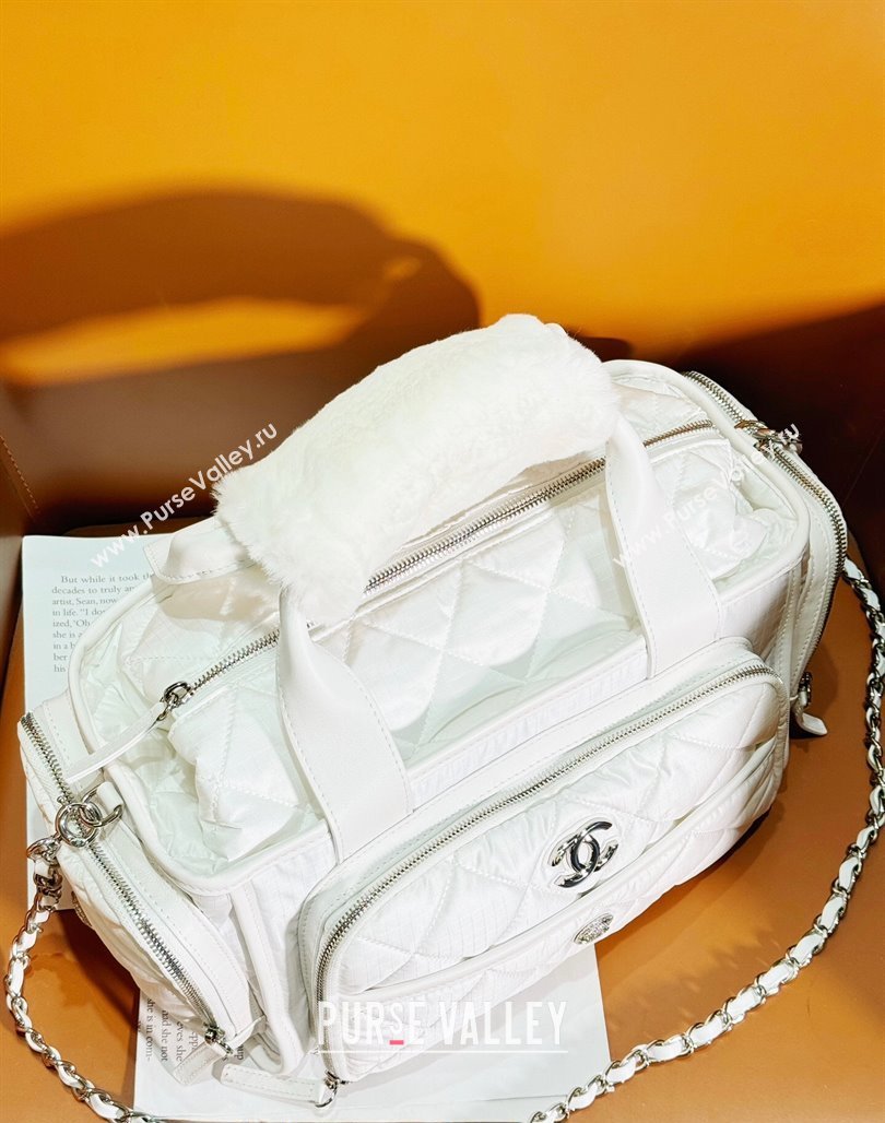 Chanel Coco Neige Nylon Large Bowling Bag AS4364 White 2024 (yezi-240116008)