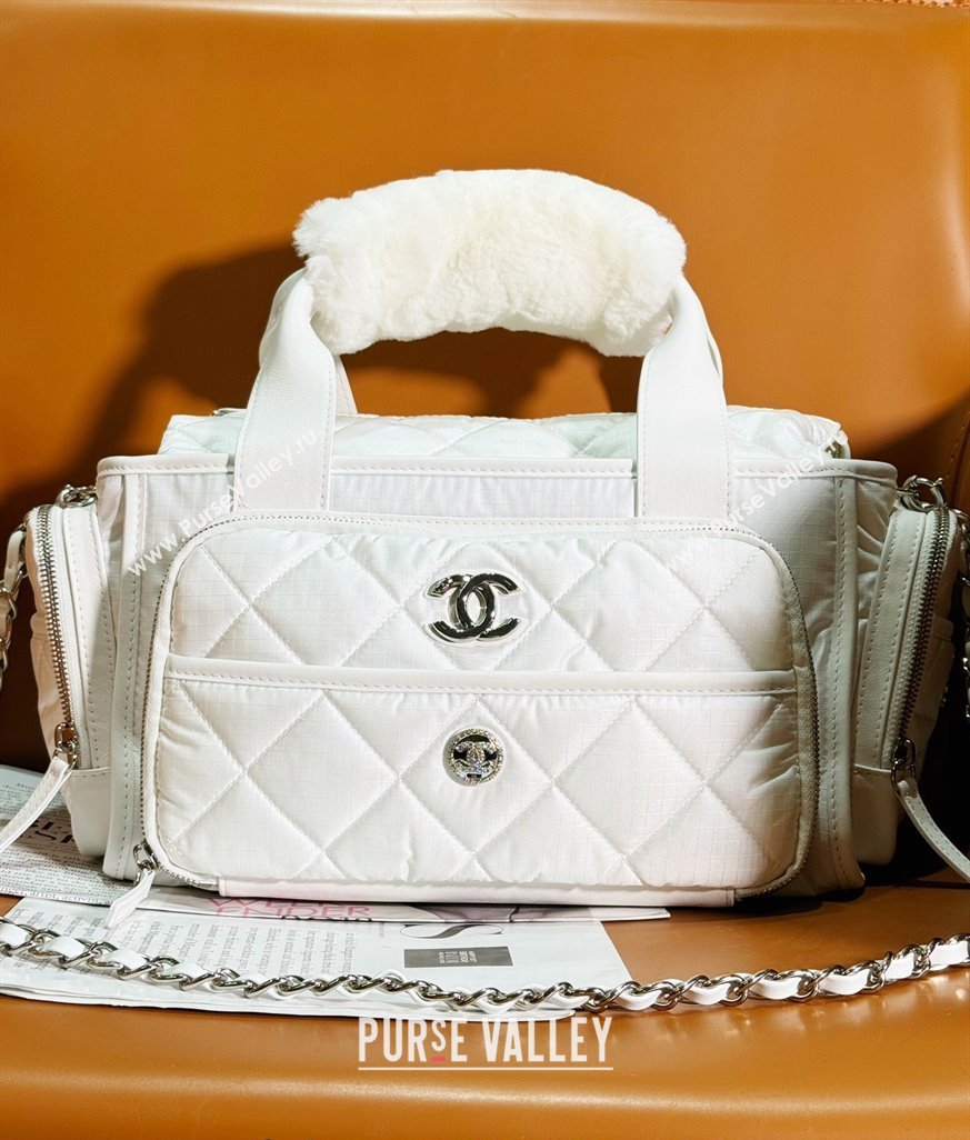 Chanel Coco Neige Nylon Large Bowling Bag AS4364 White 2024 (yezi-240116008)