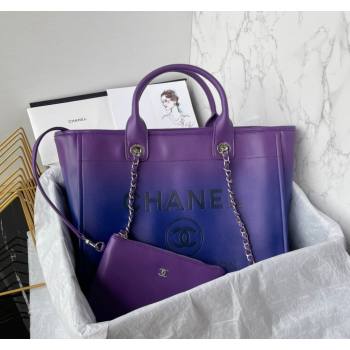 Chanel Shaded Calfskin Shopping Bag AS3351 Purple, Blue Dark Blue 2024 (yezi-240116011)