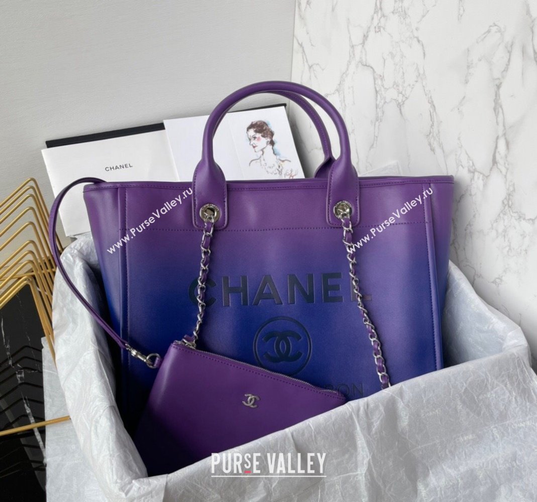 Chanel Shaded Calfskin Shopping Bag AS3351 Purple, Blue Dark Blue 2024 (yezi-240116011)