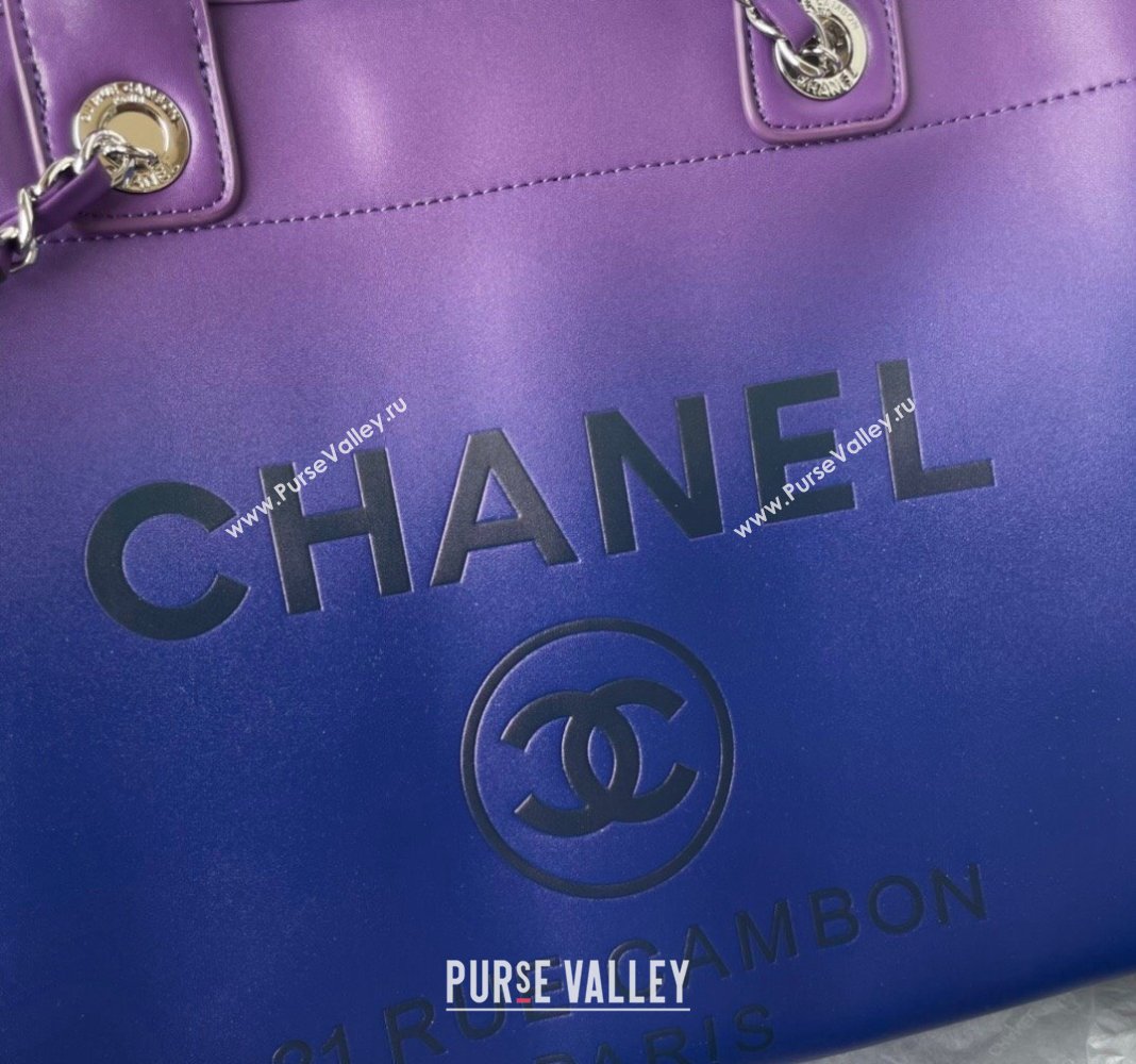 Chanel Shaded Calfskin Shopping Bag AS3351 Purple, Blue Dark Blue 2024 (yezi-240116011)