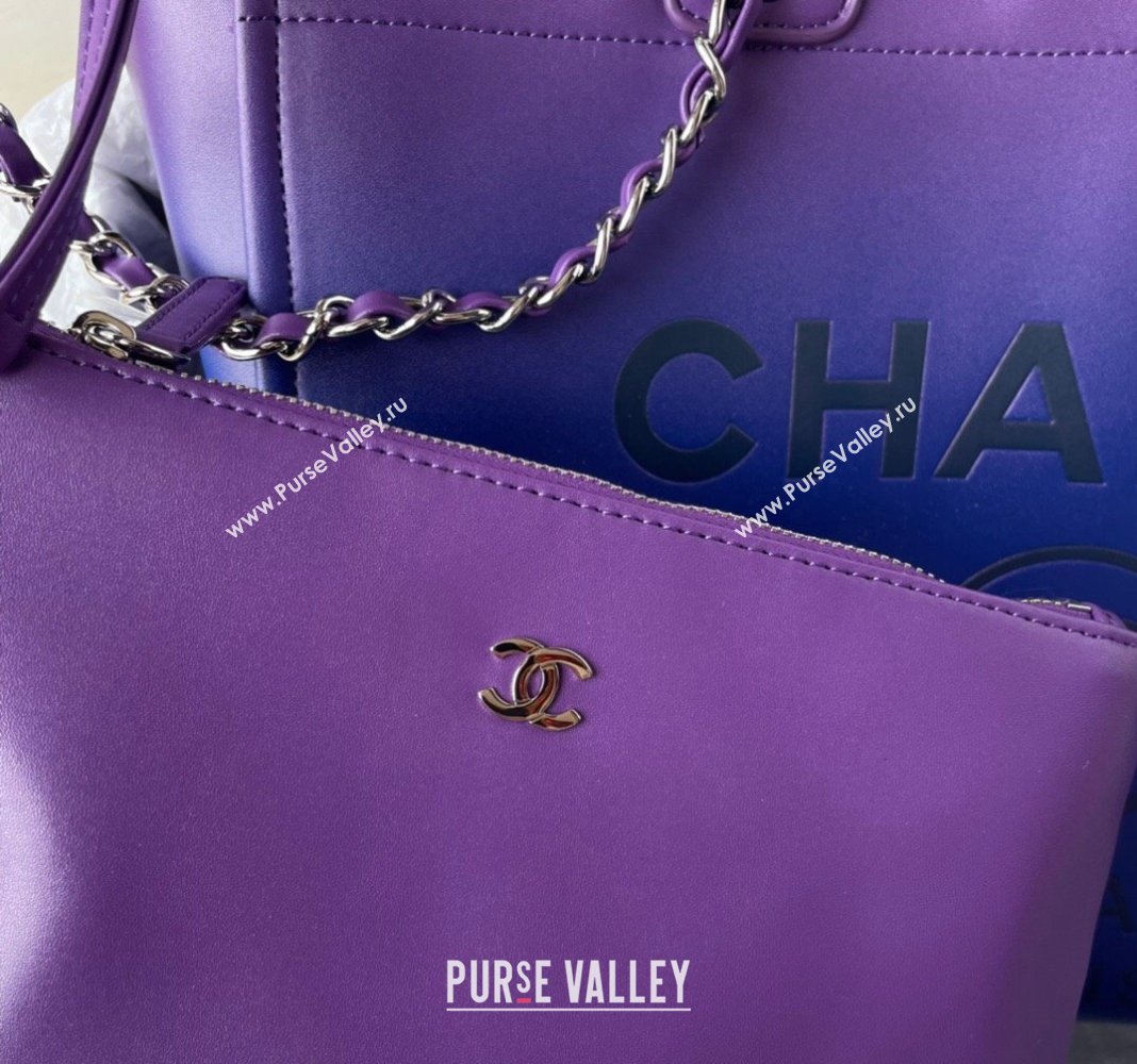 Chanel Shaded Calfskin Shopping Bag AS3351 Purple, Blue Dark Blue 2024 (yezi-240116011)