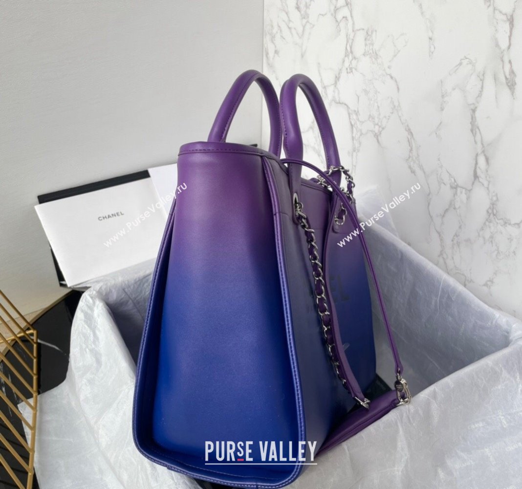 Chanel Shaded Calfskin Shopping Bag AS3351 Purple, Blue Dark Blue 2024 (yezi-240116011)