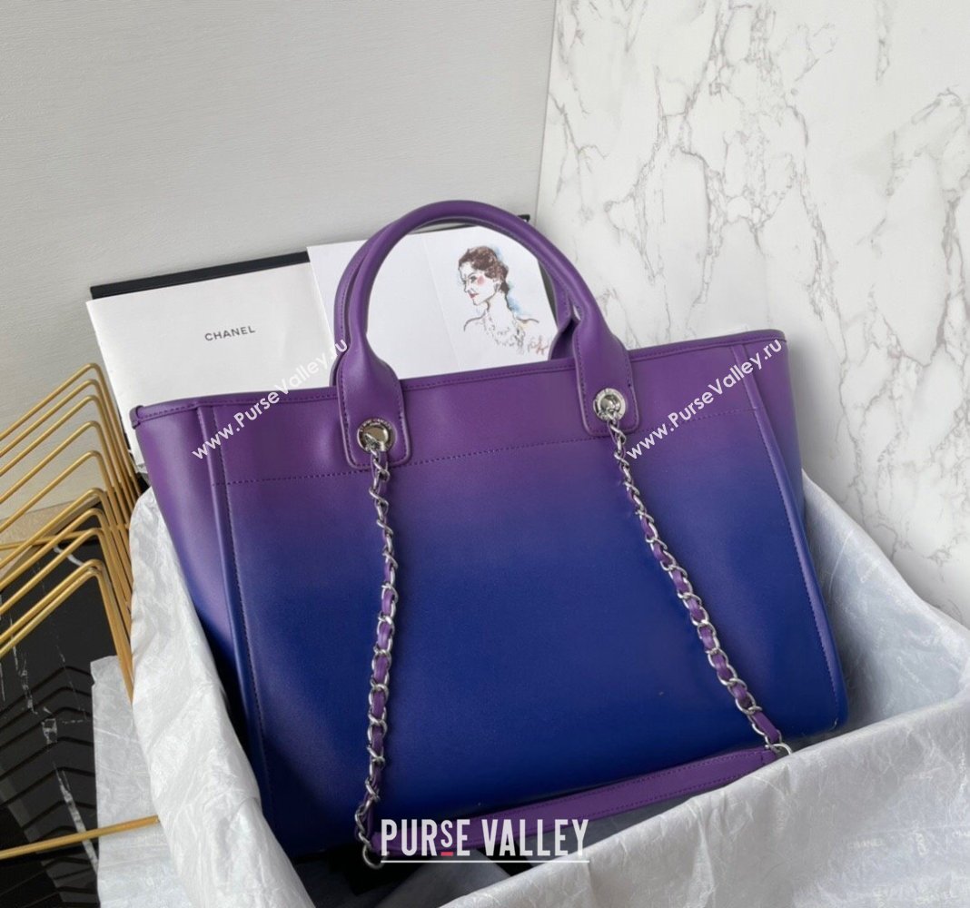 Chanel Shaded Calfskin Shopping Bag AS3351 Purple, Blue Dark Blue 2024 (yezi-240116011)