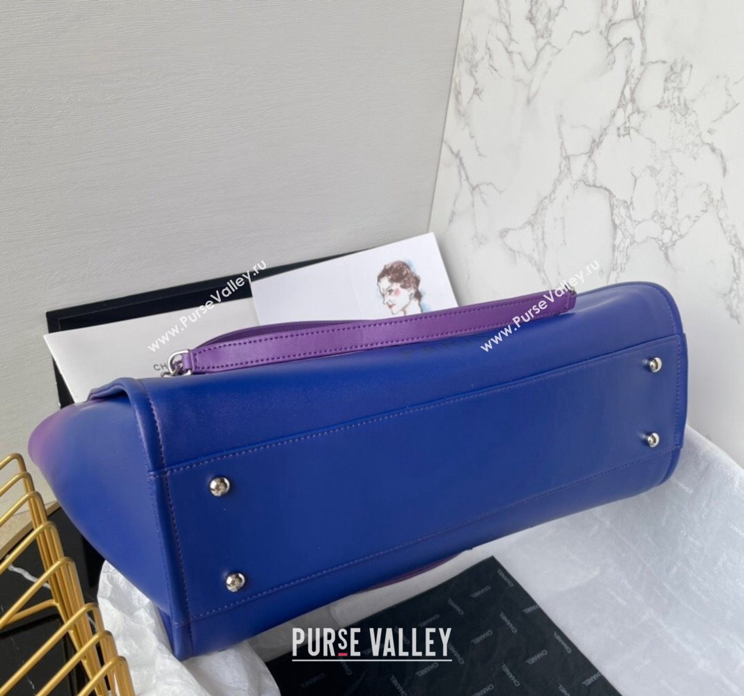 Chanel Shaded Calfskin Shopping Bag AS3351 Purple, Blue Dark Blue 2024 (yezi-240116011)