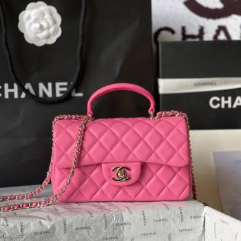 Chanel Lambskin Mini Flap Bag with Top Handle AS2431 Pink 2 2024 (yingf-240117026)