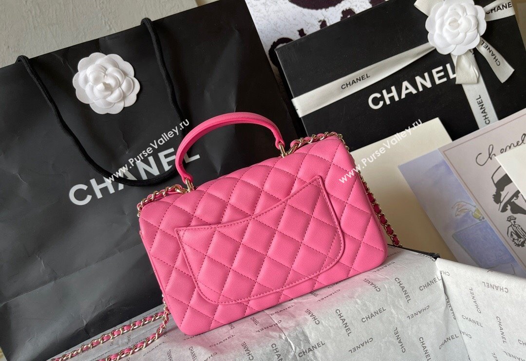 Chanel Lambskin Mini Flap Bag with Top Handle AS2431 Pink 2 2024 (yingf-240117026)