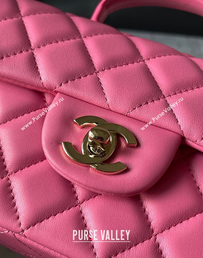 Chanel Lambskin Mini Flap Bag with Top Handle AS2431 Pink 2 2024 (yingf-240117026)