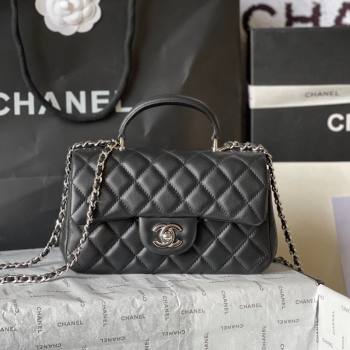 Chanel Lambskin Mini Flap Bag with Top Handle AS2431 Black 2024 (yingf-240117027)