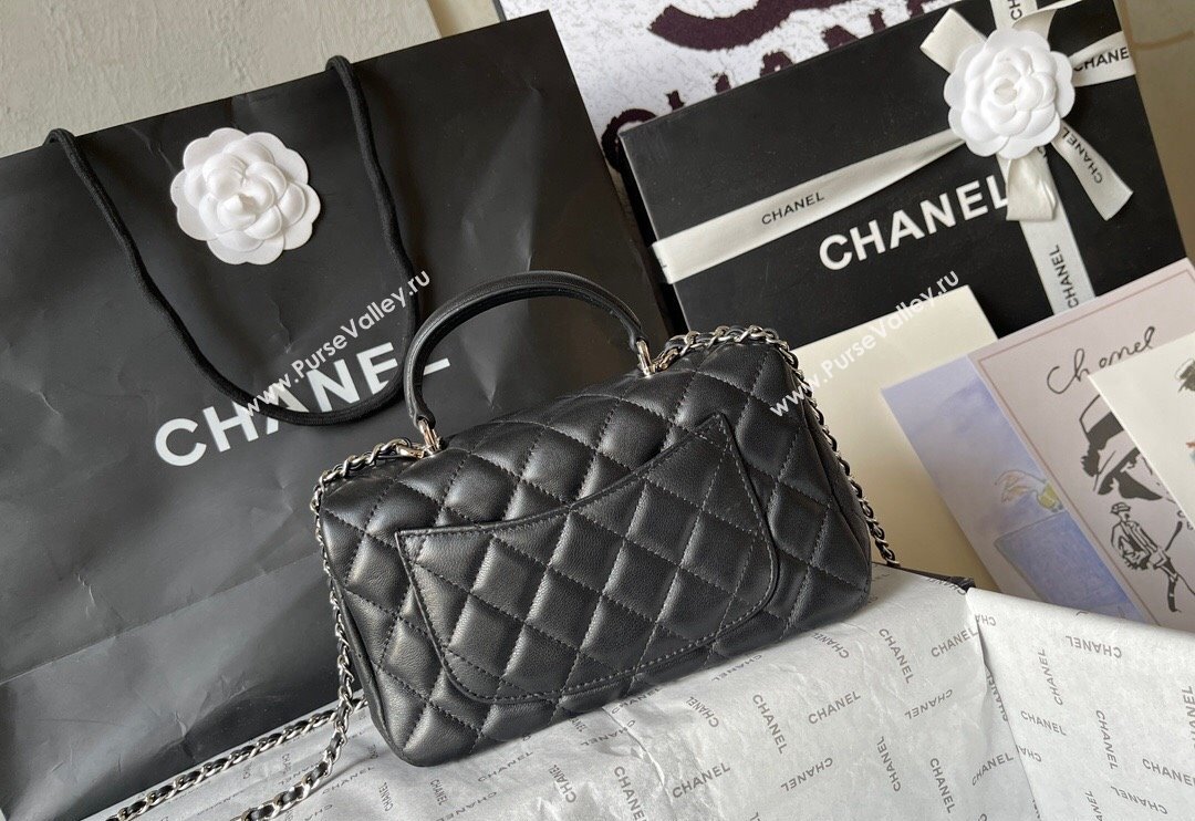 Chanel Lambskin Mini Flap Bag with Top Handle AS2431 Black 2024 (yingf-240117027)