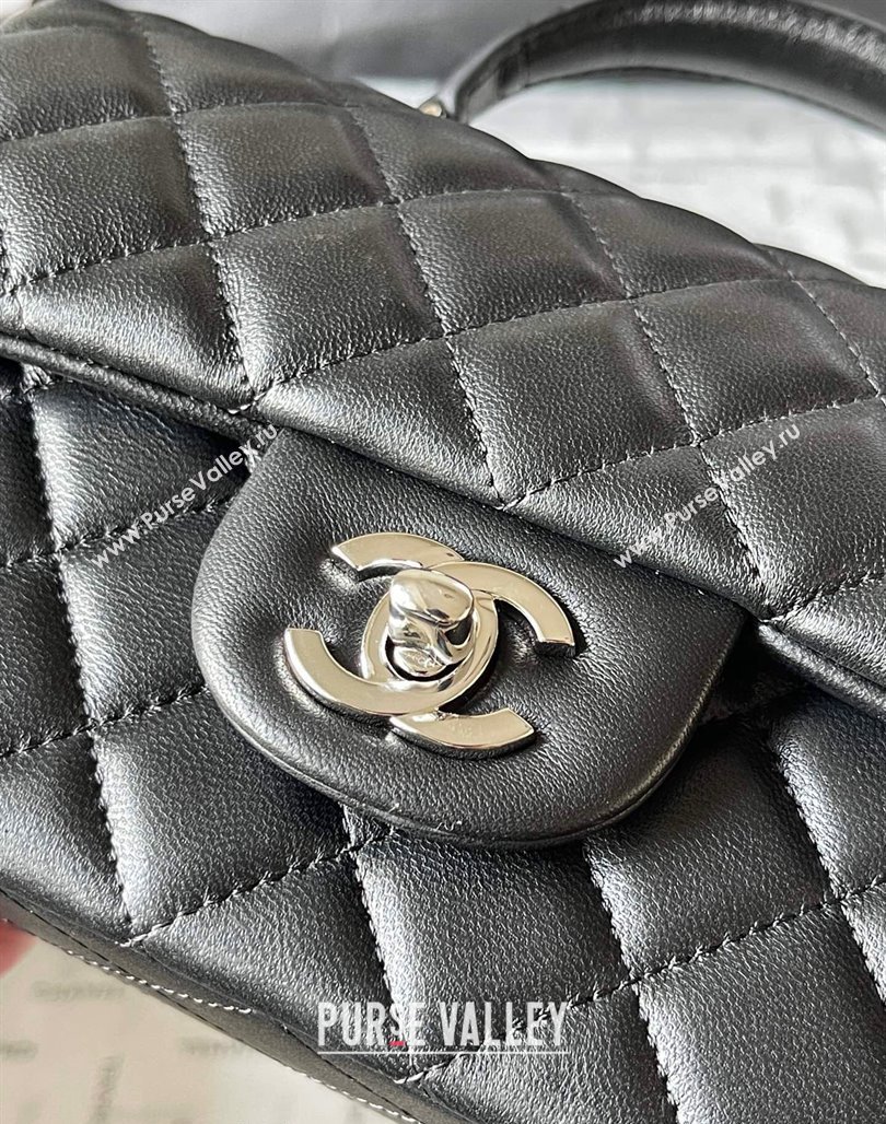 Chanel Lambskin Mini Flap Bag with Top Handle AS2431 Black 2024 (yingf-240117027)