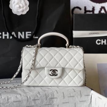 Chanel Lambskin Mini Flap Bag with Top Handle AS2431 White 2024 (yingf-240117028)