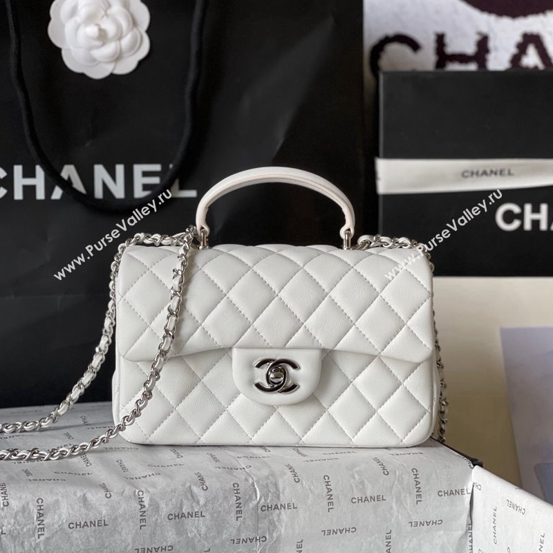 Chanel Lambskin Mini Flap Bag with Top Handle AS2431 White 2024 (yingf-240117028)