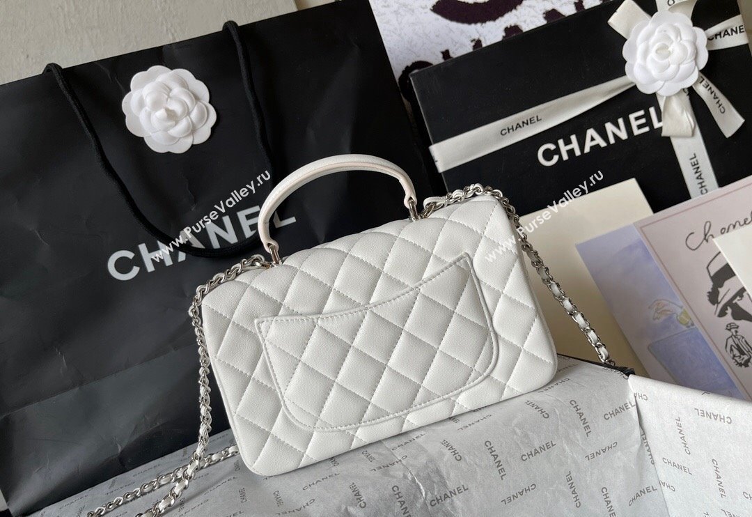 Chanel Lambskin Mini Flap Bag with Top Handle AS2431 White 2024 (yingf-240117028)