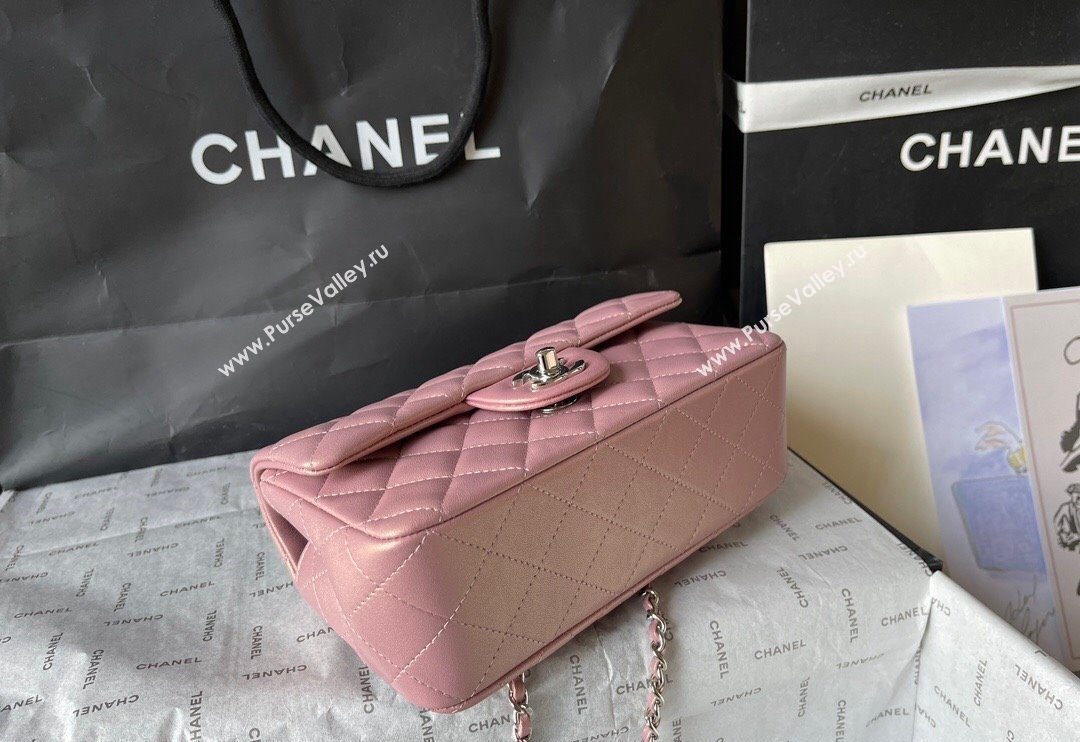 Chanel Lambskin Mini Flap Bag with Top Handle AS2431 Iridescent Pink 2024 (yingf-240117029)