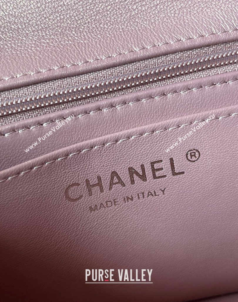 Chanel Lambskin Mini Flap Bag with Top Handle AS2431 Iridescent Pink 2024 (yingf-240117029)