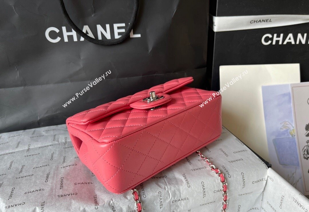 Chanel Lambskin Mini Flap Bag with Top Handle AS2431 Dark Pink 2024 (yingf-240117030)