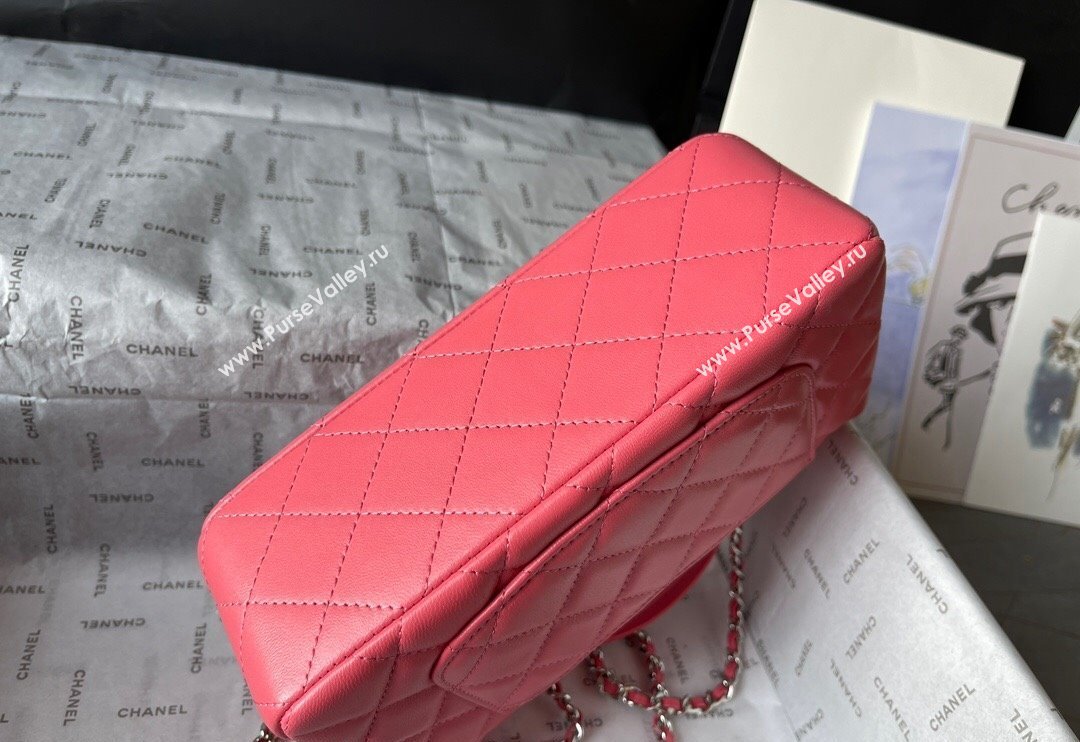 Chanel Lambskin Mini Flap Bag with Top Handle AS2431 Dark Pink 2024 (yingf-240117030)