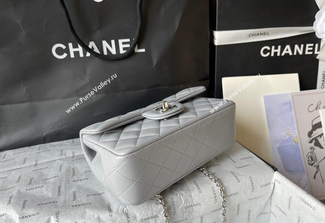 Chanel Lambskin Mini Flap Bag with Top Handle AS2431 Light Grey 2024 (yingf-240117031)