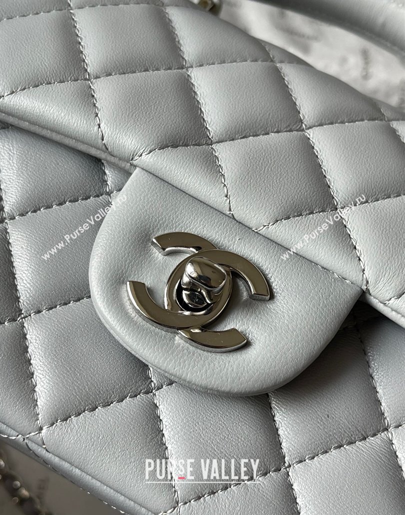 Chanel Lambskin Mini Flap Bag with Top Handle AS2431 Light Grey 2024 (yingf-240117031)