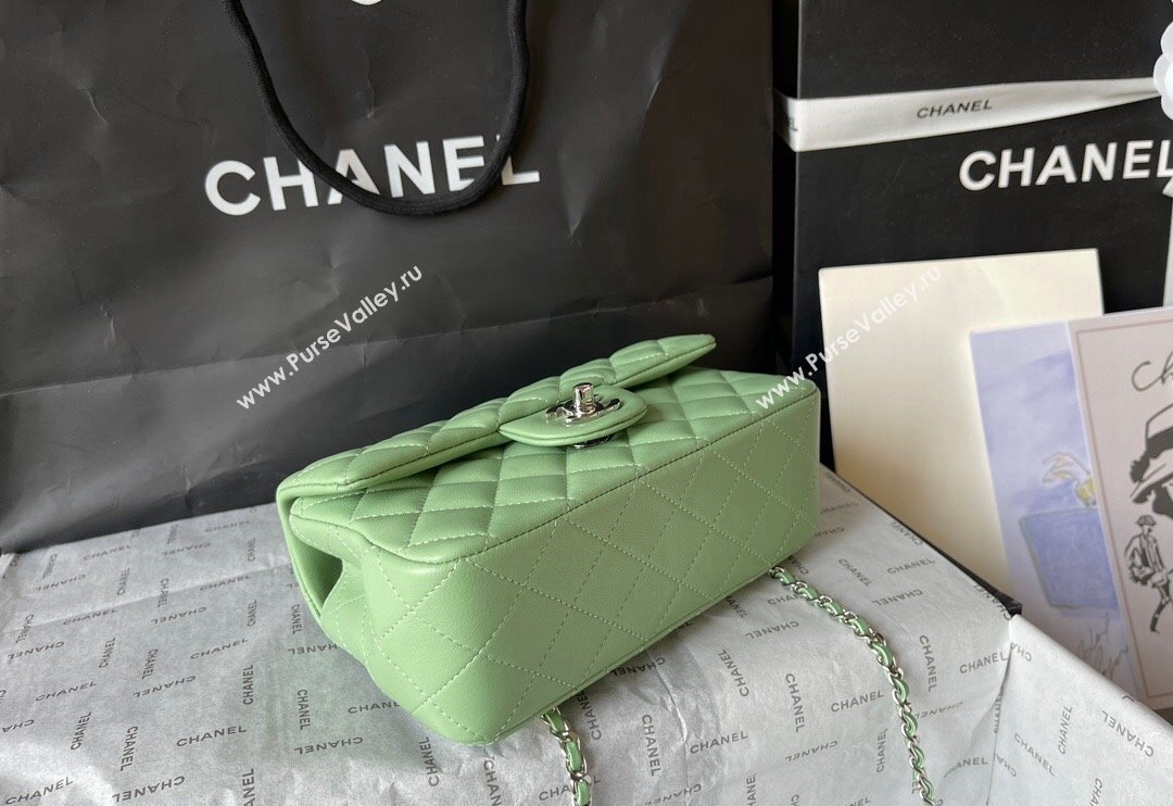 Chanel Lambskin Mini Flap Bag with Top Handle AS2431 Light Green 2024 (yingf-240117032)