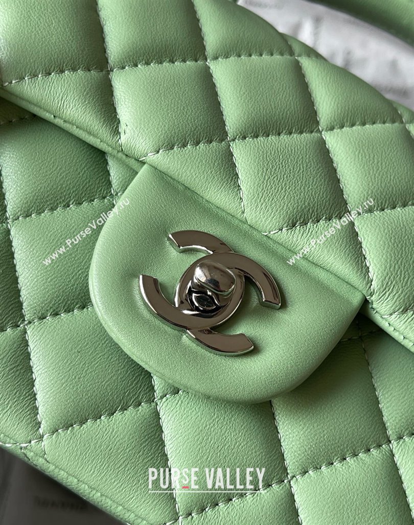 Chanel Lambskin Mini Flap Bag with Top Handle AS2431 Light Green 2024 (yingf-240117032)