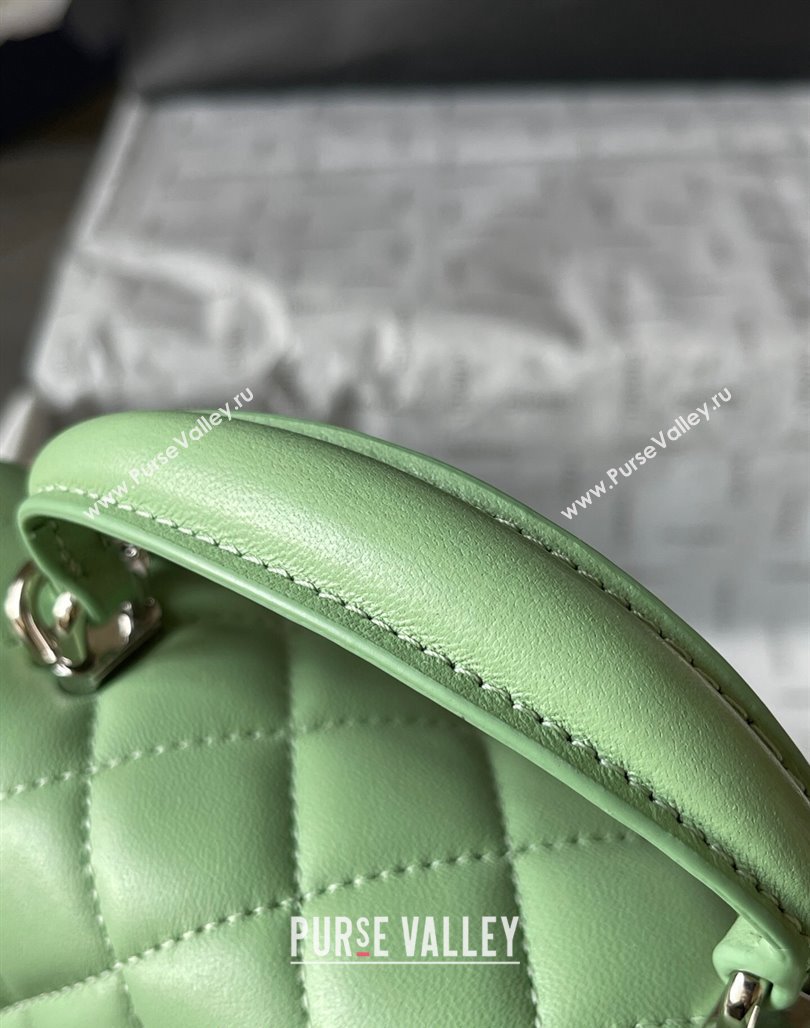 Chanel Lambskin Mini Flap Bag with Top Handle AS2431 Light Green 2024 (yingf-240117032)