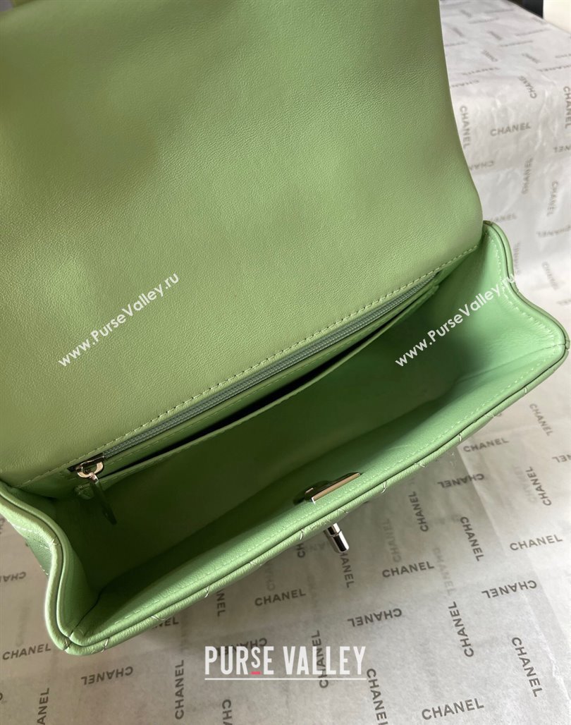 Chanel Lambskin Mini Flap Bag with Top Handle AS2431 Light Green 2024 (yingf-240117032)