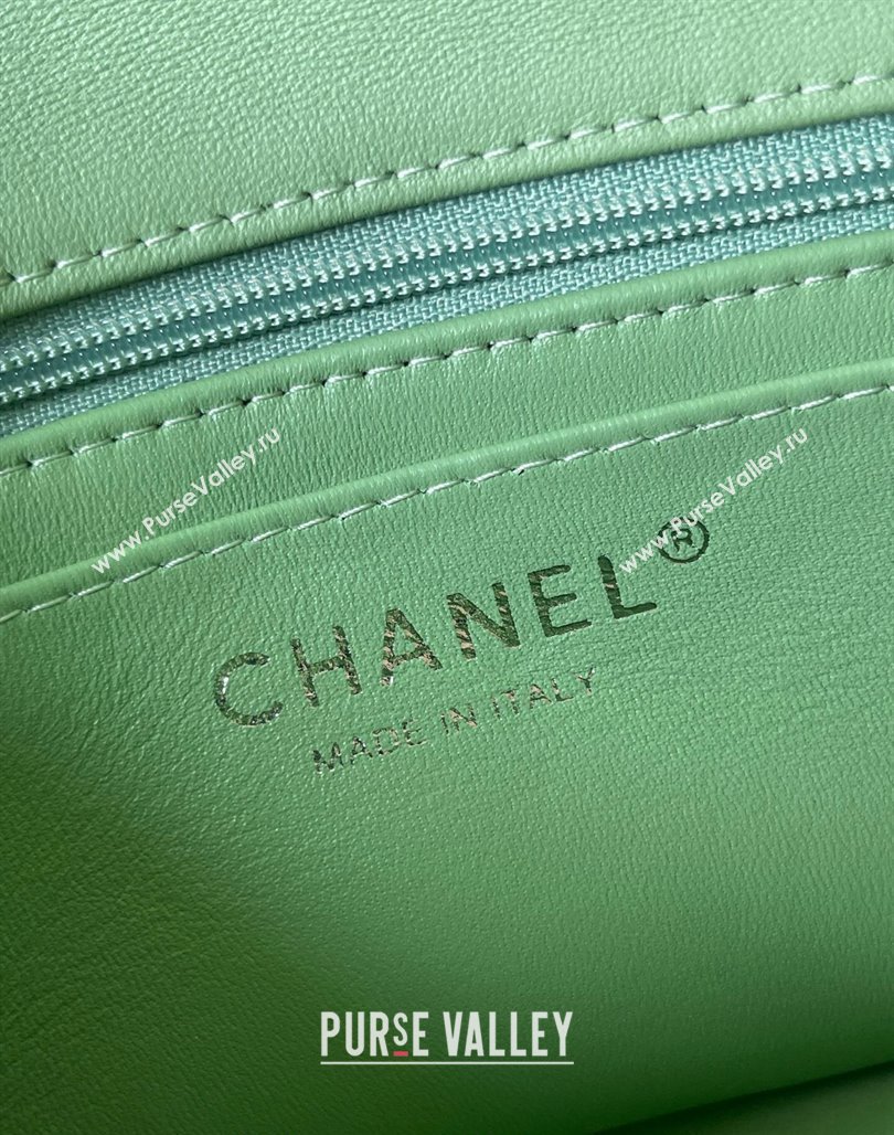 Chanel Lambskin Mini Flap Bag with Top Handle AS2431 Light Green 2024 (yingf-240117032)