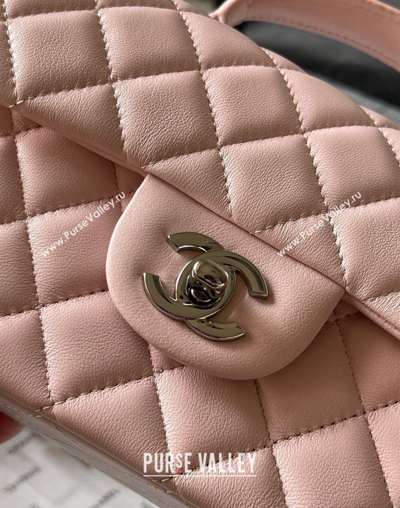 Chanel Lambskin Mini Flap Bag with Top Handle AS2431 Pale Pink 2024 (yingf-240117033)