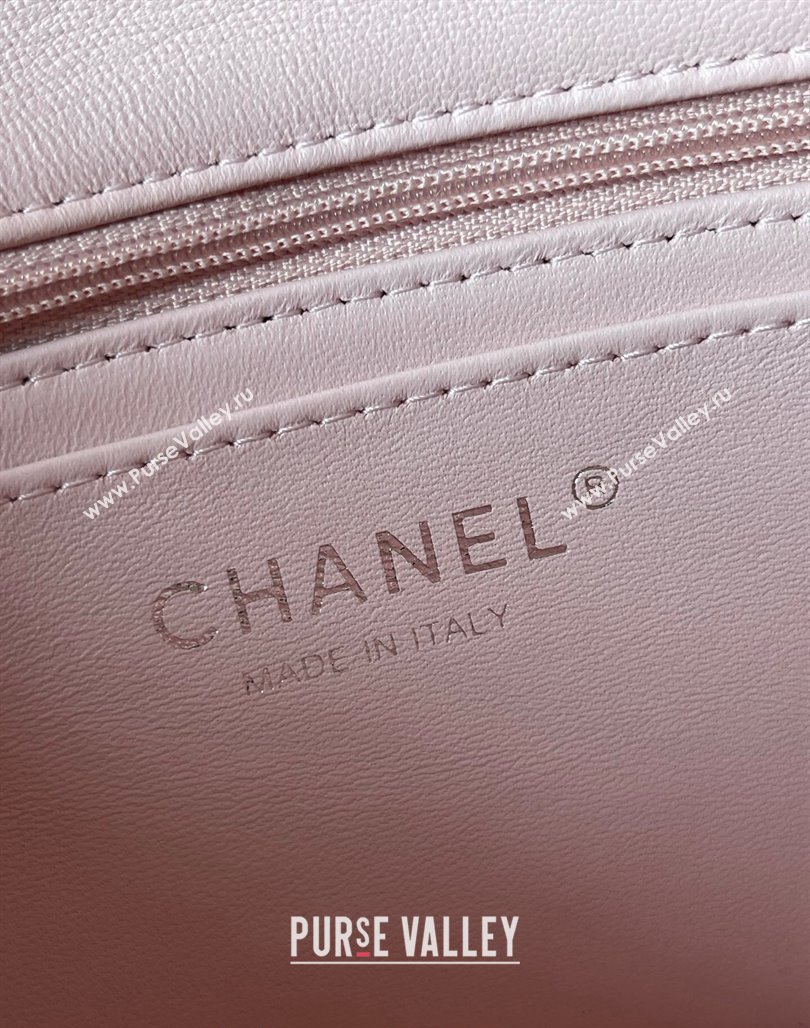 Chanel Lambskin Mini Flap Bag with Top Handle AS2431 Pale Pink 2024 (yingf-240117033)