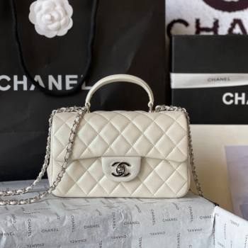 Chanel Lambskin Mini Flap Bag with Top Handle AS2431 White 2024 (yingf-240117034)