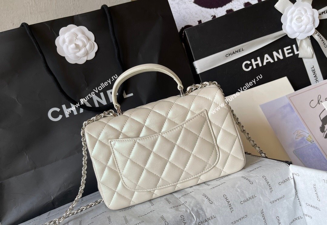 Chanel Lambskin Mini Flap Bag with Top Handle AS2431 White 2024 (yingf-240117034)