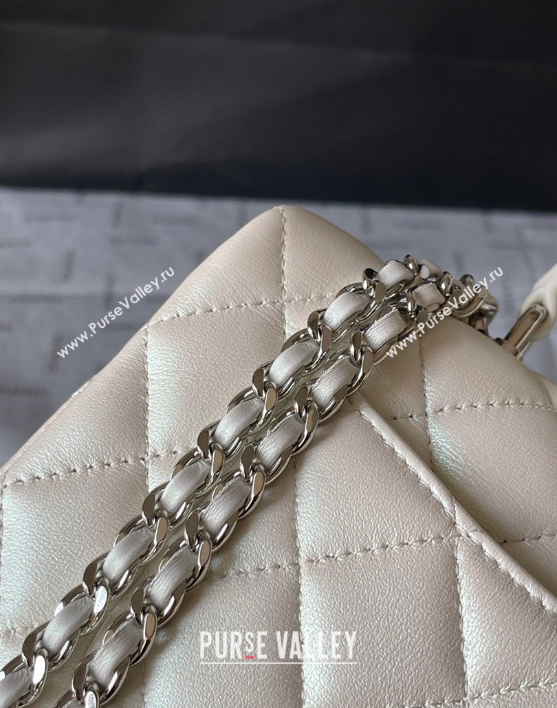 Chanel Lambskin Mini Flap Bag with Top Handle AS2431 White 2024 (yingf-240117034)