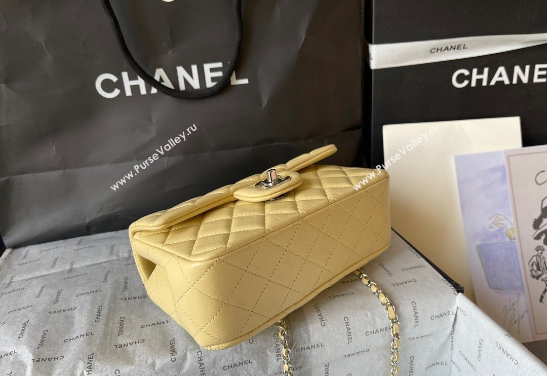 Chanel Lambskin Mini Flap Bag with Top Handle AS2431 Yellow 2024 (yingf-240117035)