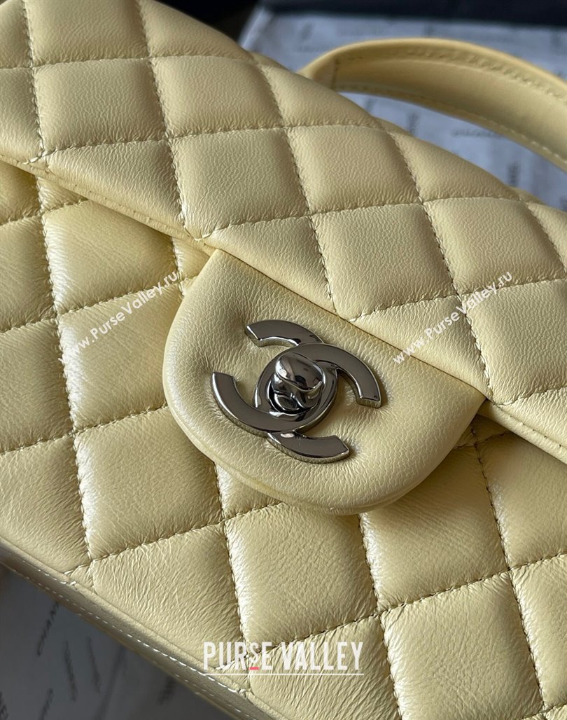 Chanel Lambskin Mini Flap Bag with Top Handle AS2431 Yellow 2024 (yingf-240117035)