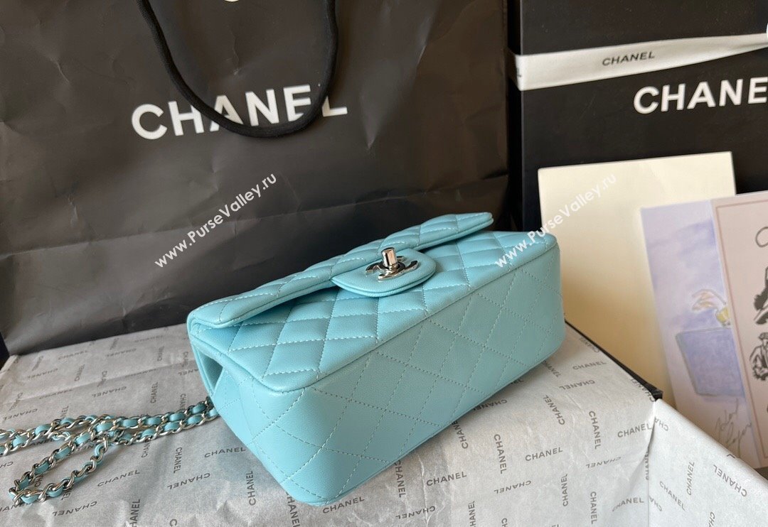 Chanel Lambskin Mini Flap Bag with Top Handle AS2431 Light Blue 2024 (yingf-240117036)