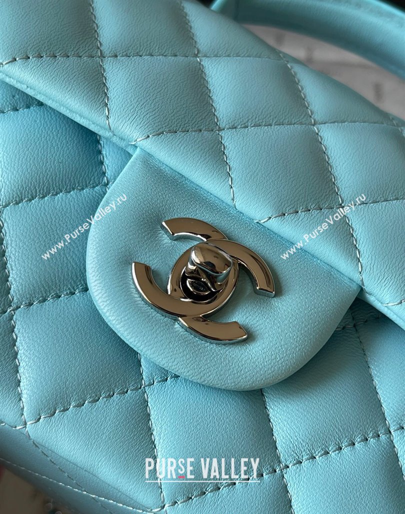 Chanel Lambskin Mini Flap Bag with Top Handle AS2431 Light Blue 2024 (yingf-240117036)