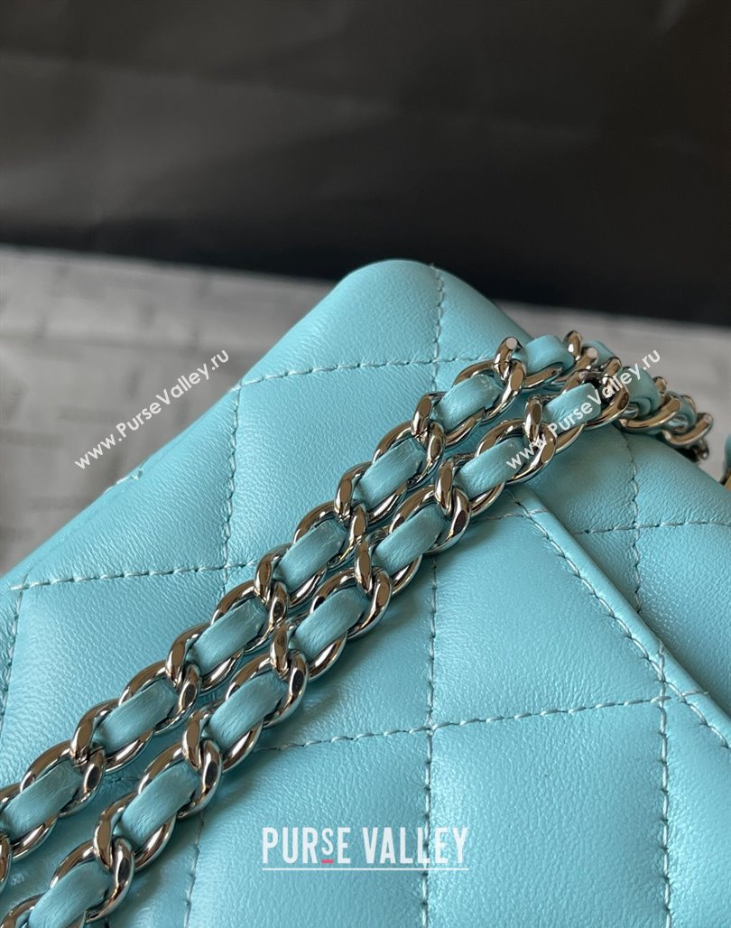 Chanel Lambskin Mini Flap Bag with Top Handle AS2431 Light Blue 2024 (yingf-240117036)