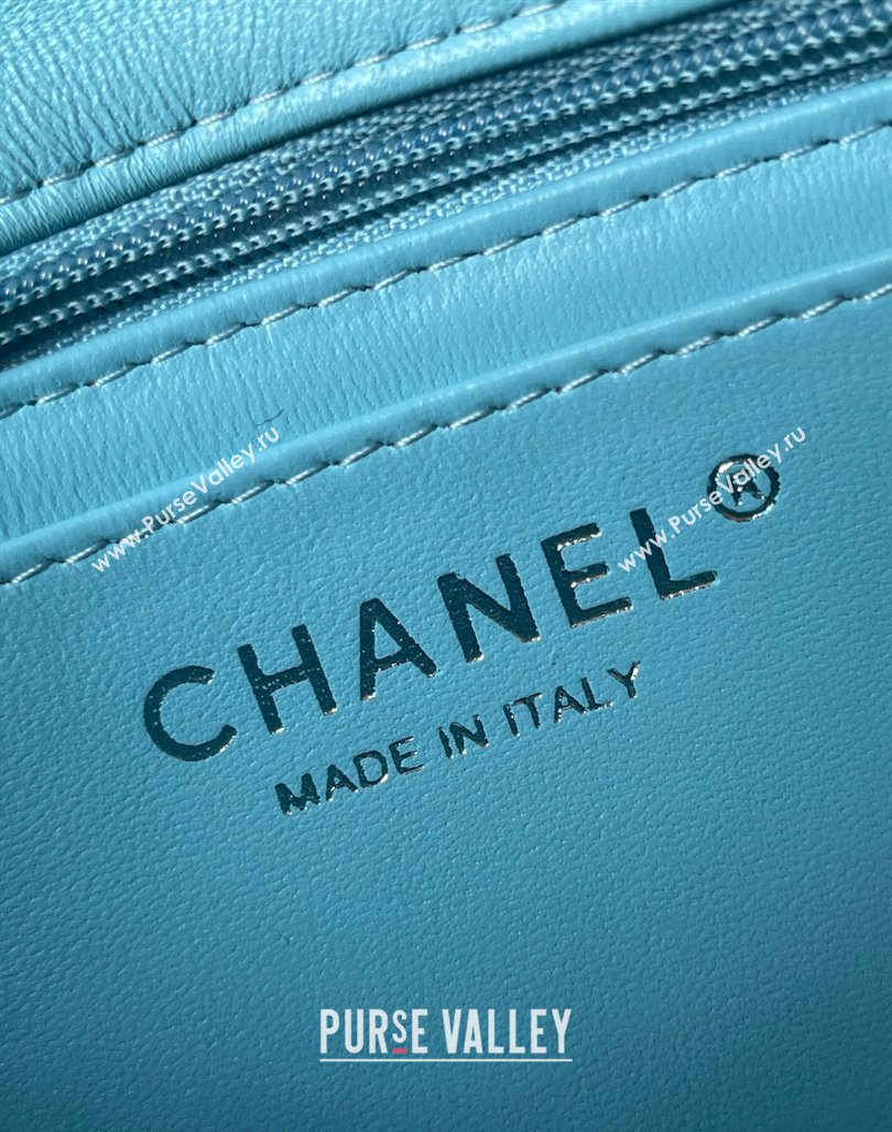 Chanel Lambskin Mini Flap Bag with Top Handle AS2431 Light Blue 2024 (yingf-240117036)