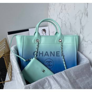 Chanel Shaded Calfskin Shopping Bag AS3351 Turquoise Green Blue 2024 (yezi-240116013)