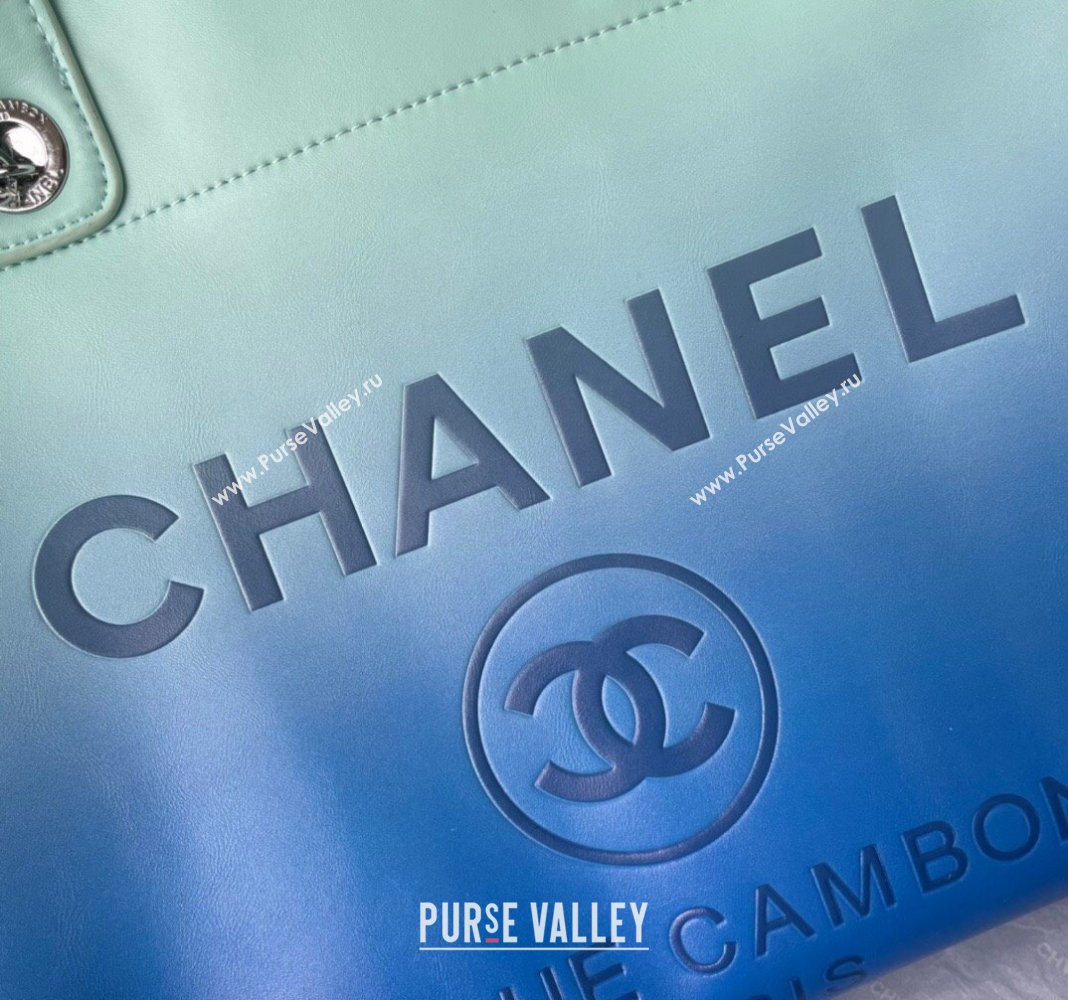 Chanel Shaded Calfskin Shopping Bag AS3351 Turquoise Green Blue 2024 (yezi-240116013)