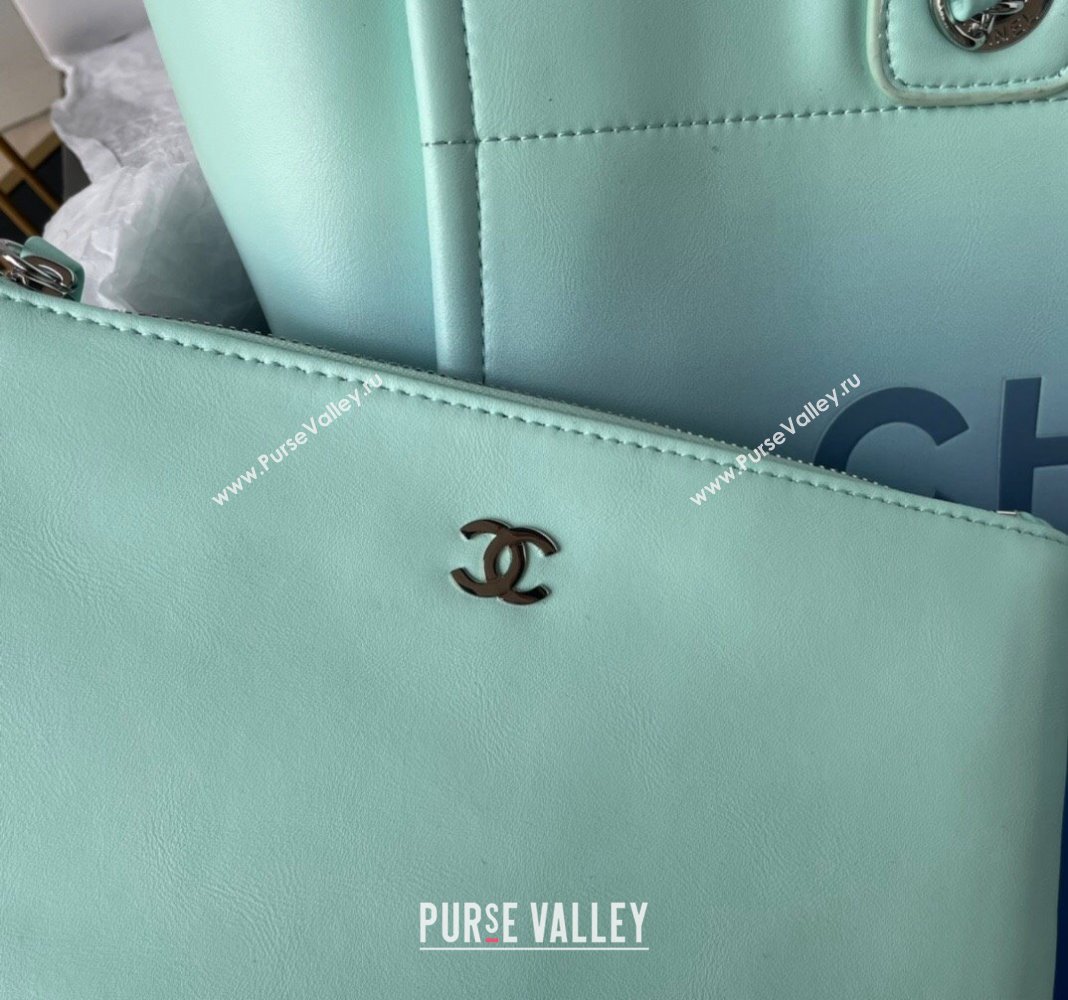 Chanel Shaded Calfskin Shopping Bag AS3351 Turquoise Green Blue 2024 (yezi-240116013)